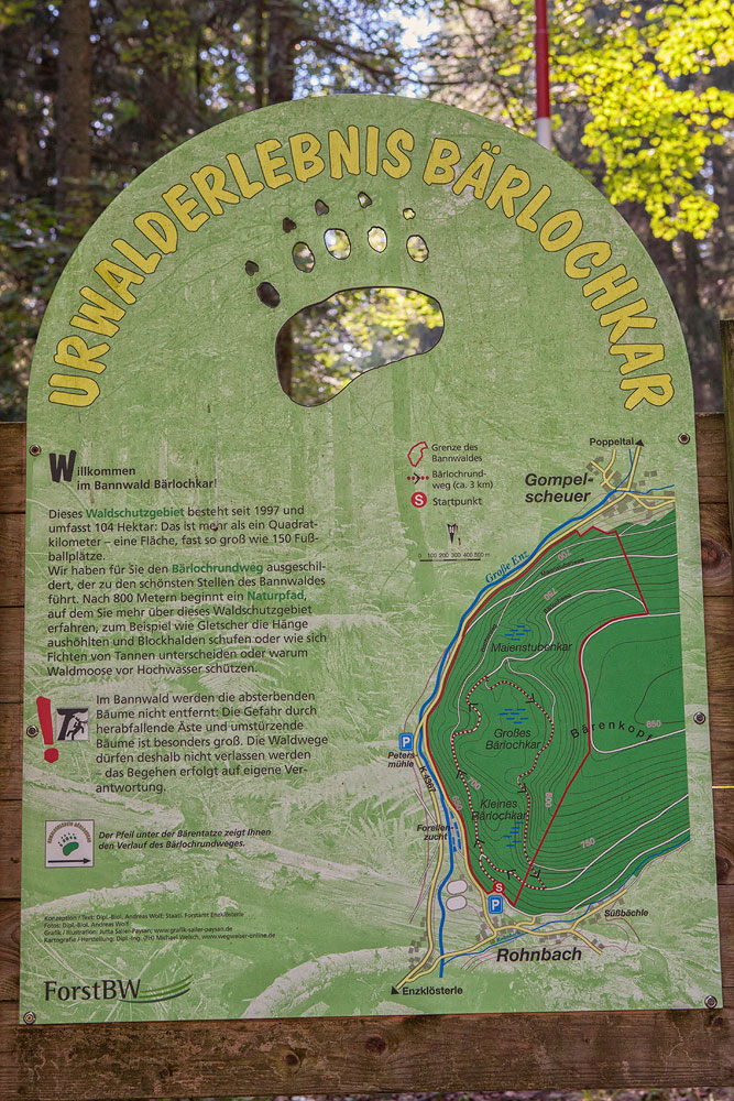 Ferienhaus Enztalblick in Enzklösterle im Nordschwarzwald - Wandervorschlag  Bärlochkar - Informationstafel mit Karte